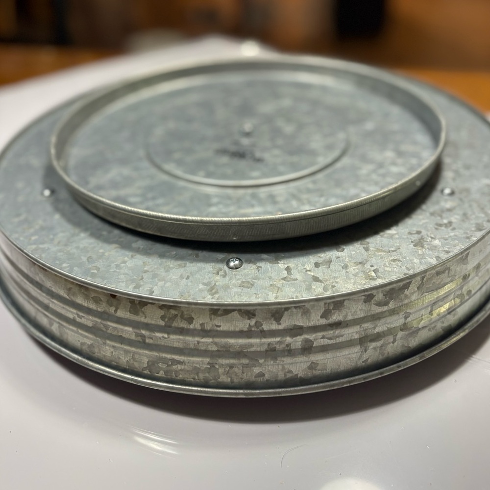 lazy susan features a galvanized metal base wood divider insert for serving - Picture 10 of 10
